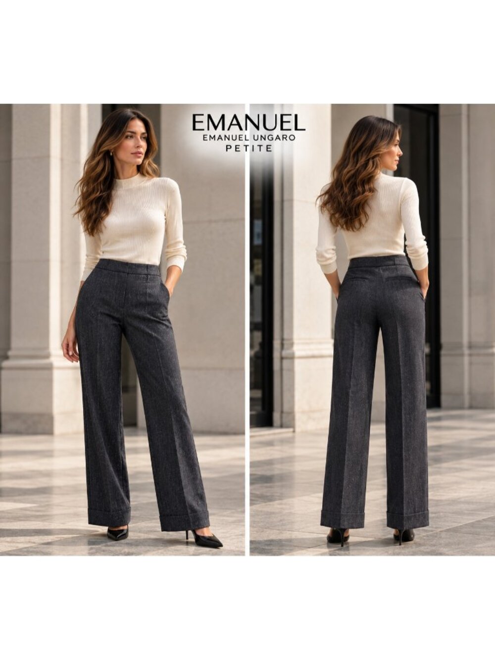 Emanuel Ungaro Vintage Gray Wool Tailored Trousers Pants 6/40 Petite